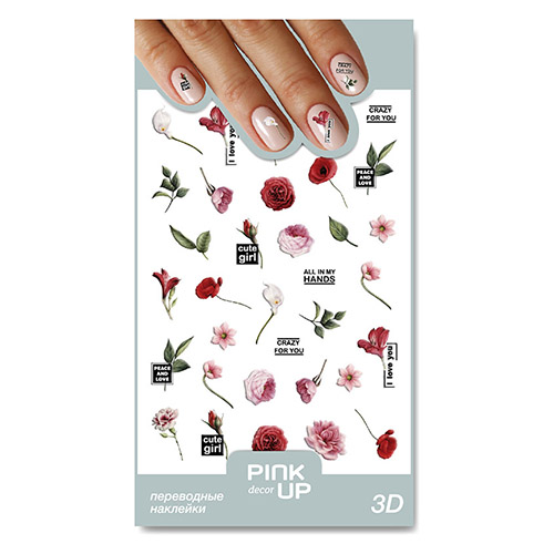 

Наклейки для ногтей PINK UP DECOR 3D переводные тон 06