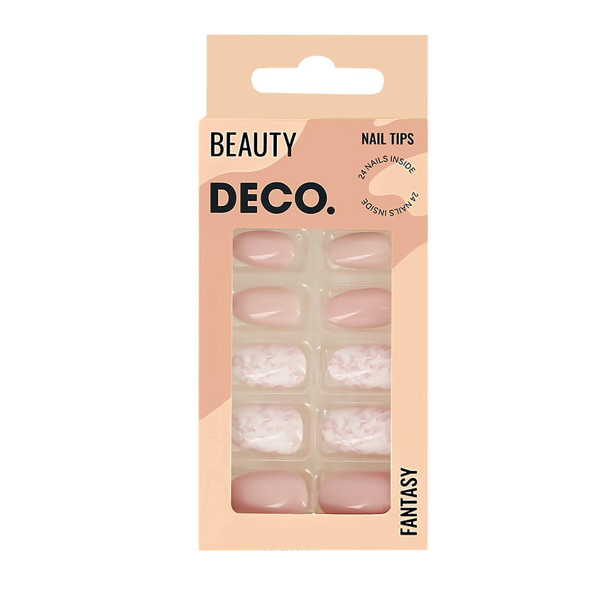 Набор накладных ногтей с клеевыми стикерами DECO. FANTASY nude marble 24 шт + клеевые стикеры 24 шт