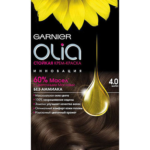 

Краска для волос GARNIER OLIA тон 4.0 Шатен