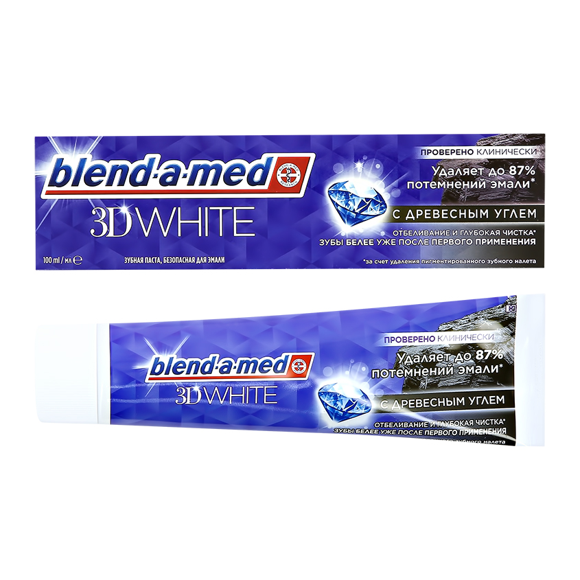 Паста зубная BLEND-A-MED 3D WHITE Отбеливание и глубокая чистка с Древесным углем 100 мл