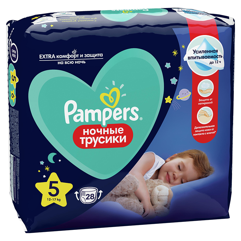 PAMPERS Подгузники-трусики PAMPERS ночные Junior 12-17кг 28 шт