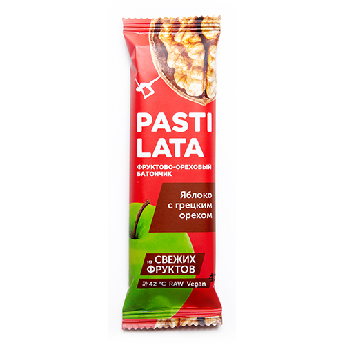Фруктово-ореховыйбатончик`ЭКОФЕРМЕР`PASTILATAЯблокосгрецкиморехом30г
