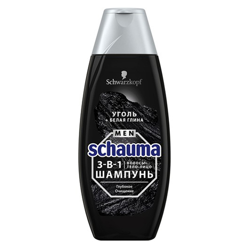 

Шампунь для волос SCHAUMA MEN 3 в 1 уголь + белая глина глубокое очищение 400 мл