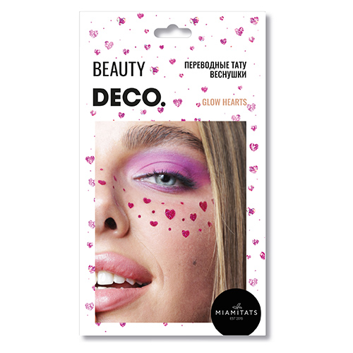 

Набор переводных тату-веснушек DECO. by Miami tattoos Glow hearts