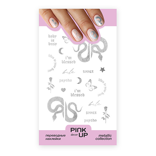 

Наклейки для ногтей PINK UP DECOR METALLIC переводные тон 775