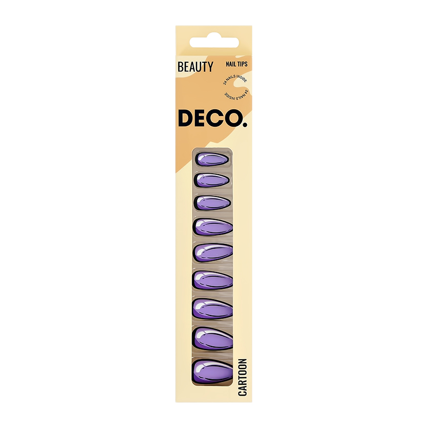 Набор накладных ногтей с клеевыми стикерами DECO. CARTOON violet 24 шт + клеевые стикеры 24 шт пряжа yarnart violet 4660 льняной 5 шт по 50 г