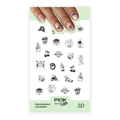 

Наклейки для ногтей PINK UP DECOR 3D переводные тон 782