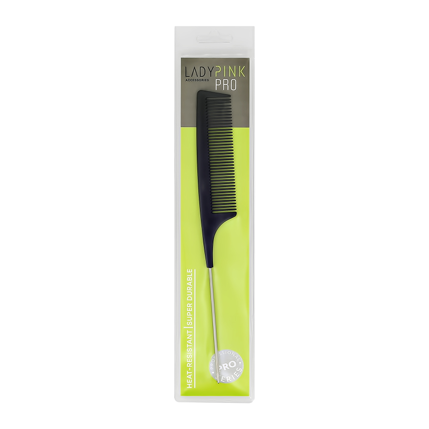 Расческа-гребень для волос `LADY PINK` `BASIC` PROFESSIONAL с металлической ручкой 22, 5 см