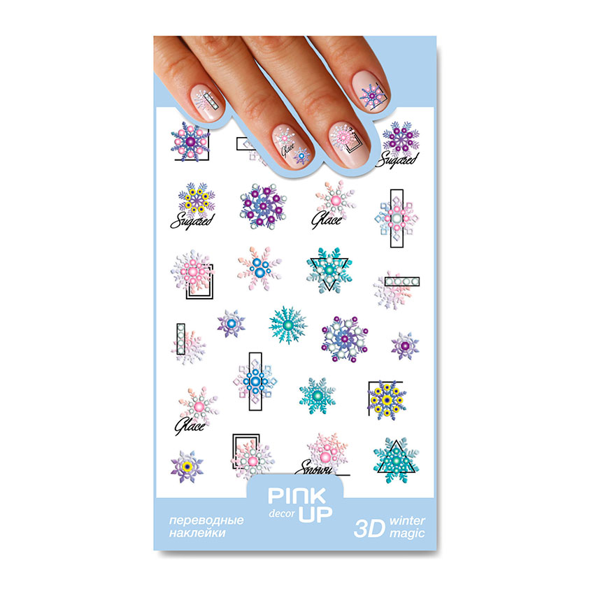 

Наклейки для ногтей PINK UP DECOR 3D переводные тон 36