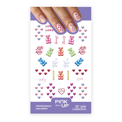 

Наклейки для ногтей PINK UP DECOR 3D JELLY переводные тон 764