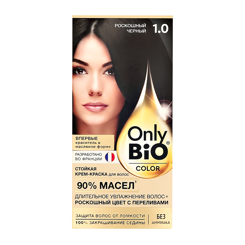 Крем-краска для волос `ONLY BIO COLOR` Тон 1.0 Роскошный черный 115 мл