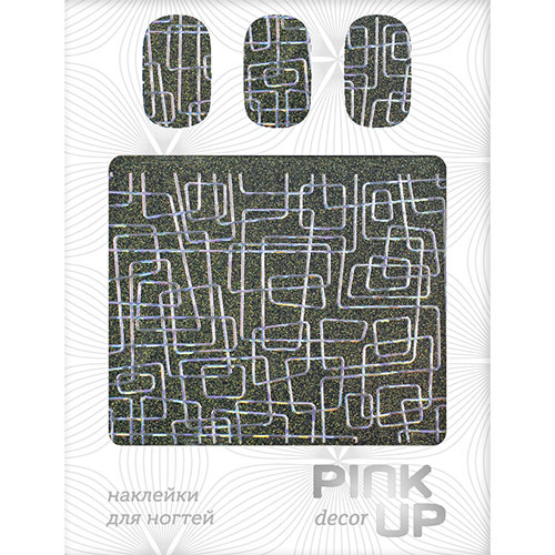 

Наклейки для ногтей PINK UP ART DECOR Metallic glitter silver labyrinth