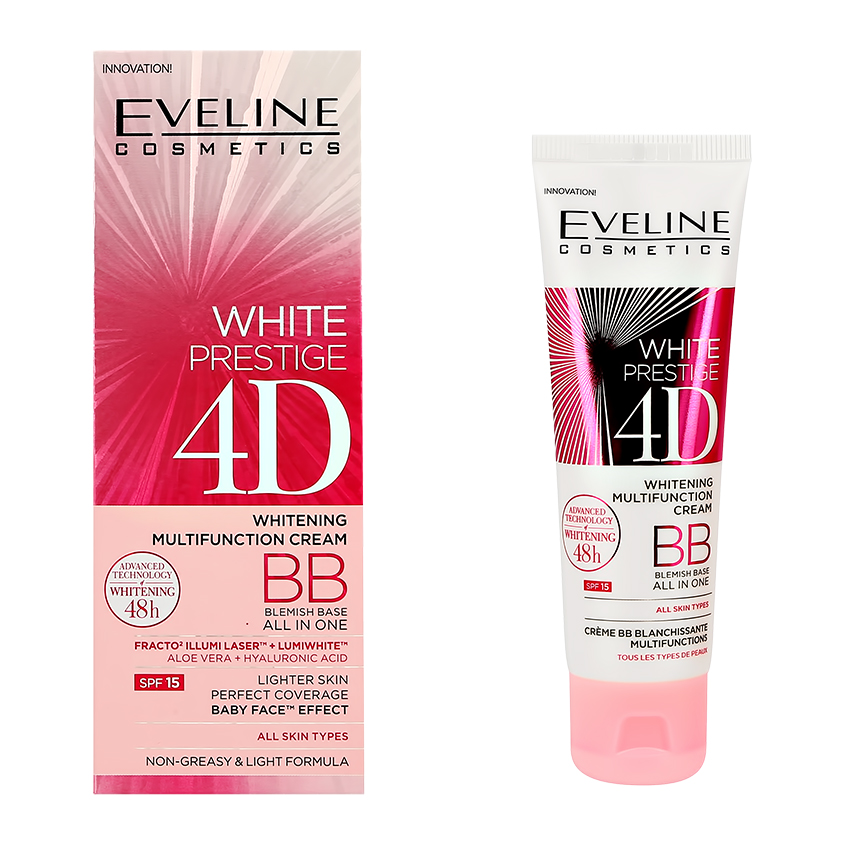 EVELINE ВВ-крем для лица EVELINE WHITE PRESTIGE 4D многофункциональный 50 мл