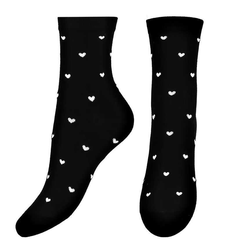 Носки SOCKS Black with white heart р-р единый