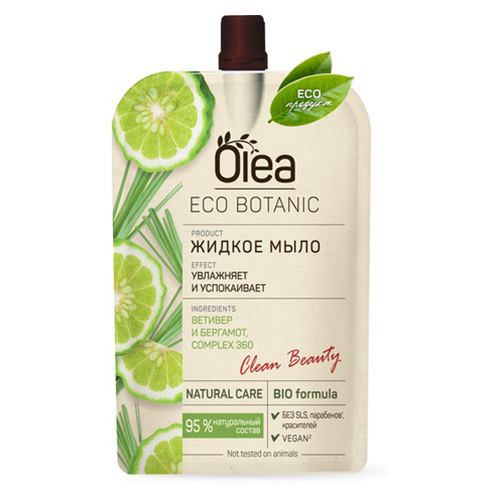 OLEA Мыло жидкое OLEA ECO BOTANIC Ветивер и бергамот дой-пак 450 мл цена