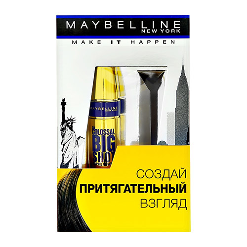 

Набор подарочный женский MAYBELLINE тушь для ресниц COLOSSAL BIG SHOT объемная черная, подводка-фломастер для глаз HYPER PRECISE черная матовая