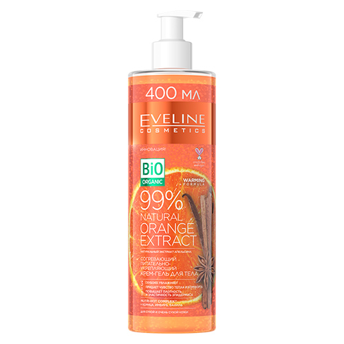 

Крем-гель для тела EVELINE BIO ORGANIC согревающий питательно-укрепляющий корица, имбирь, ваниль 400 мл
