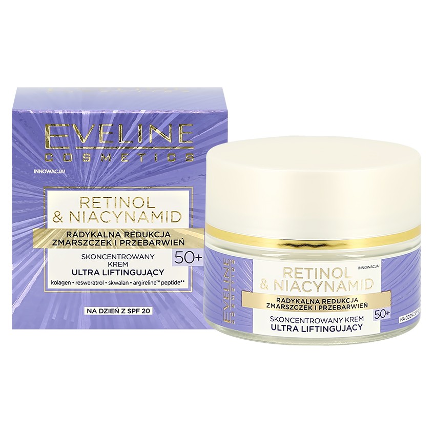 

Крем для лица EVELINE RETINOL & NIACYNAMID дневной с ретинолом и нициамидами 50+ антивозрастной 50 мл
