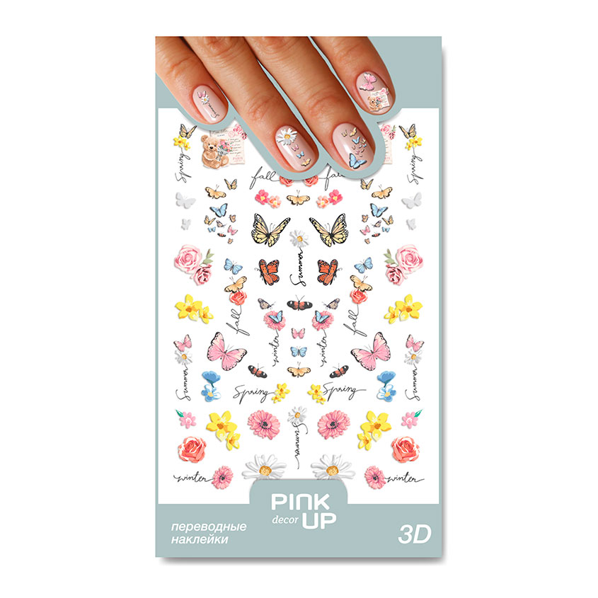 

Наклейки для ногтей PINK UP DECOR 3D переводные тон 47
