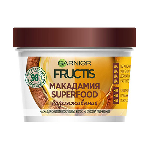 Маска для волос GARNIER FRUCTIS SUPERFOOD Макадамия разглаживание 390 мл