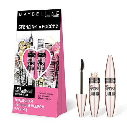 Набор подарочный женский MAYBELLINE тушь для ресниц LASH SENSATIONAL 2 шт