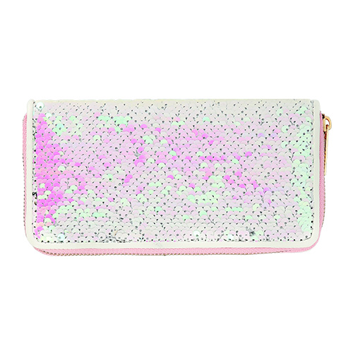 

Кошелек LADY PINK белые пайетки большой