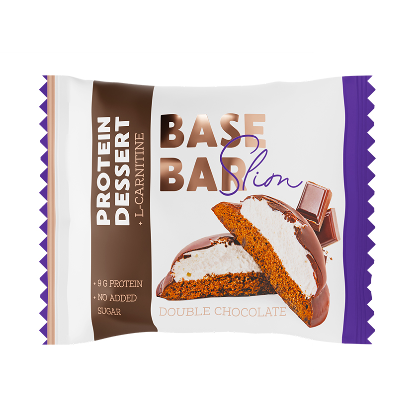 BASE BAR Печенье-суфле BASE BAR SLIM со вкусом двойного шоколада 45 г maxler eu golden bar 60 г коробка 12шт double chocolate flavor