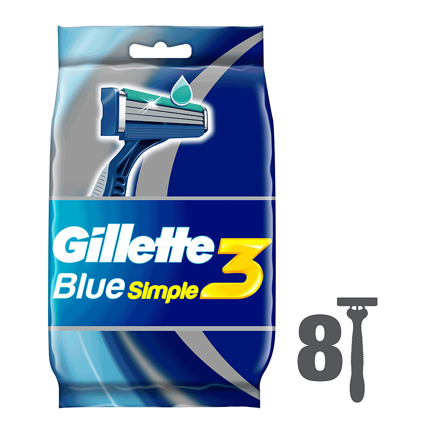 Станок для бритья одноразовый GILLETTE SIMPLE 3 8 шт, Станки