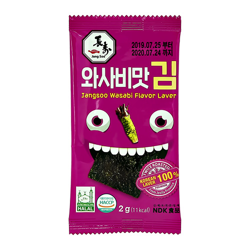 JANGSOO Морские водоросли JANGSOO со вкусом васаби 2 г fun food jmarket хрустящий зеленый горошек kasugai с васаби