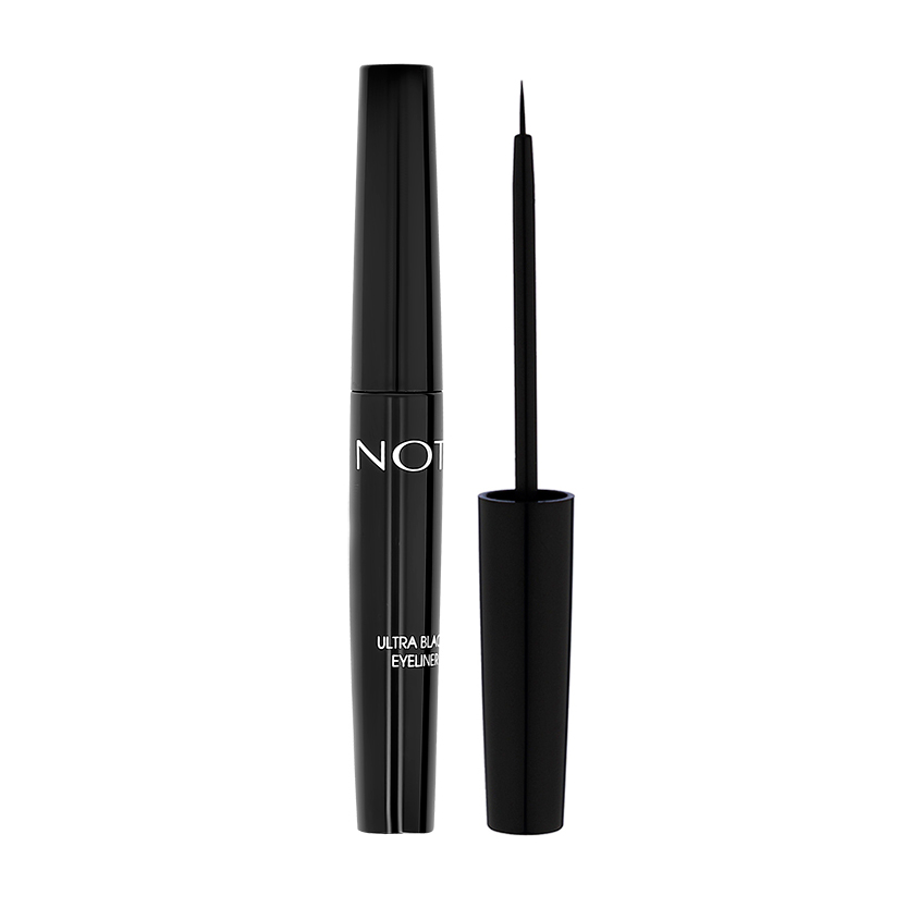 Подводка для глаз NOTE ULTRA BLACK EYELINER с тонкой кистью-аппликатором тон черный подводка для глаз насыщенного черного цвета с тонкой кистью аппликатором note ultra black eyeliner 4 5 мл