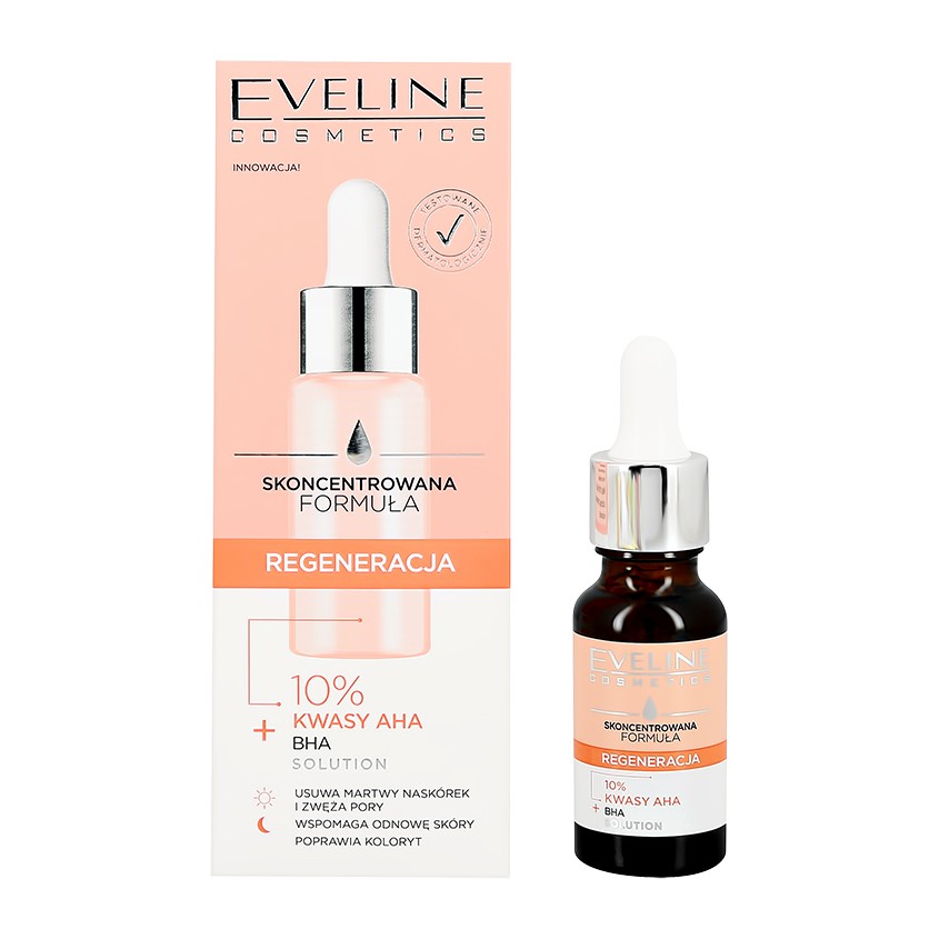 Сыворотка для лица EVELINE с 10% AHA, BHA-кислотами регенерирующая 18 мл eveline сыворотка для лица eveline с 10% aha bha кислотами регенерирующая 18 мл