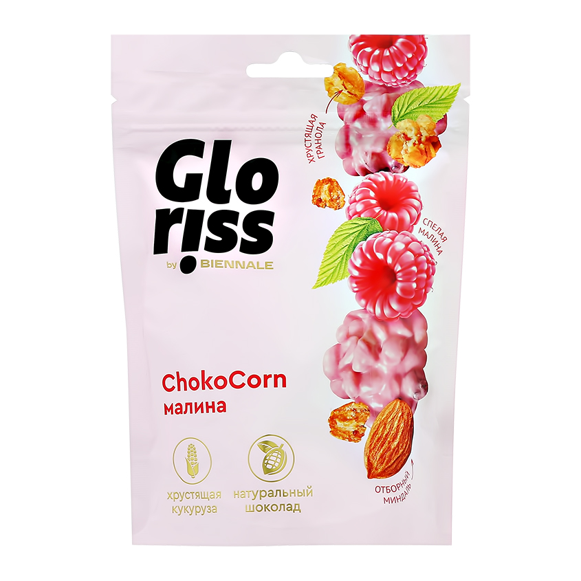 Конфеты глазированные `GLORISS` CHOKO CORN с малиной 90 г