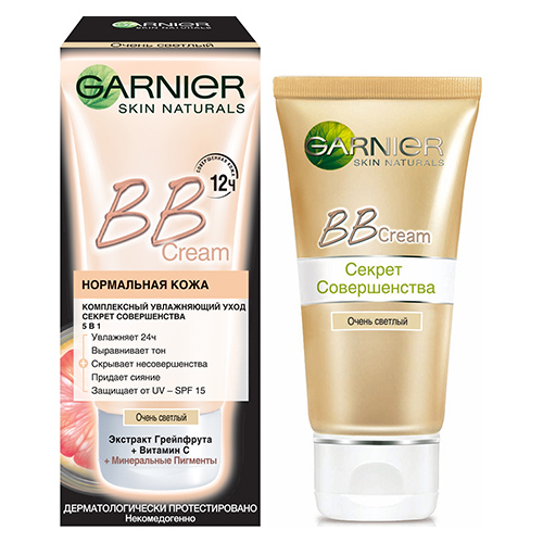 

Крем для лица GARNIER SKIN NATURALS BB CREAM Секрет совершенства 5 в 1 комплексный очень светлый 50 мл