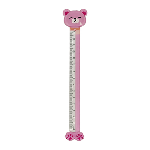 Линейка `FUN` BEAR pink пластиковая