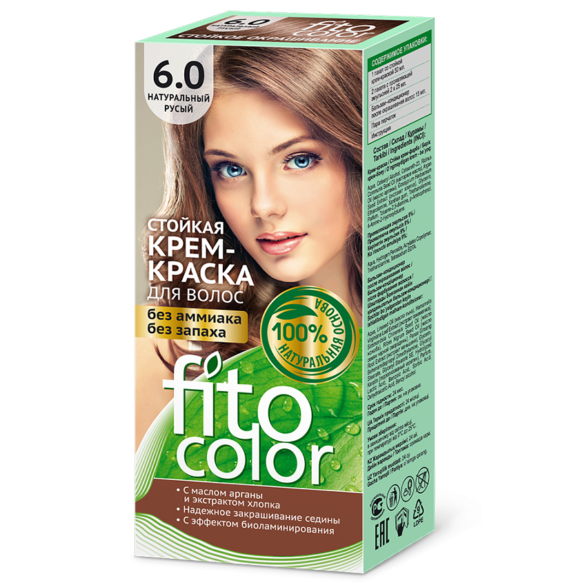 Крем-краска для волос `FITOCOLOR` тон 6.0 натуральный русый 50 мл