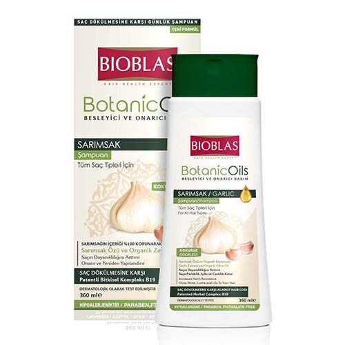 Шампунь для волос BIOBLAS с экстрактом чеснока и оливковым маслом против выпадения волос 360 мл - фото 1