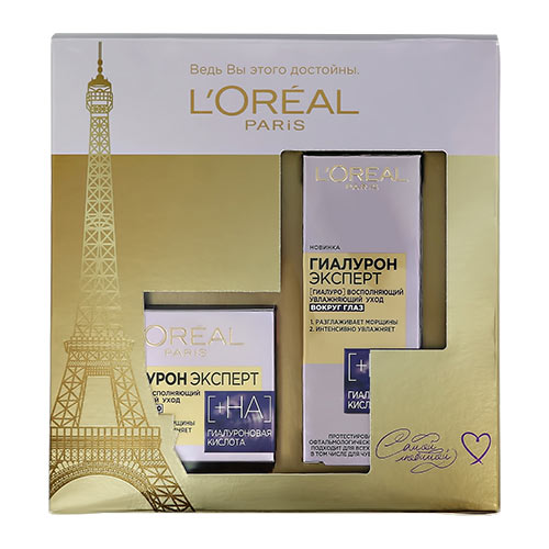 

Набор подарочный женский LOREAL ГИАЛУРОН ЭКСПЕРТ крем для лица дневной 50 мл, крем для кожи вокруг глаз 15 мл