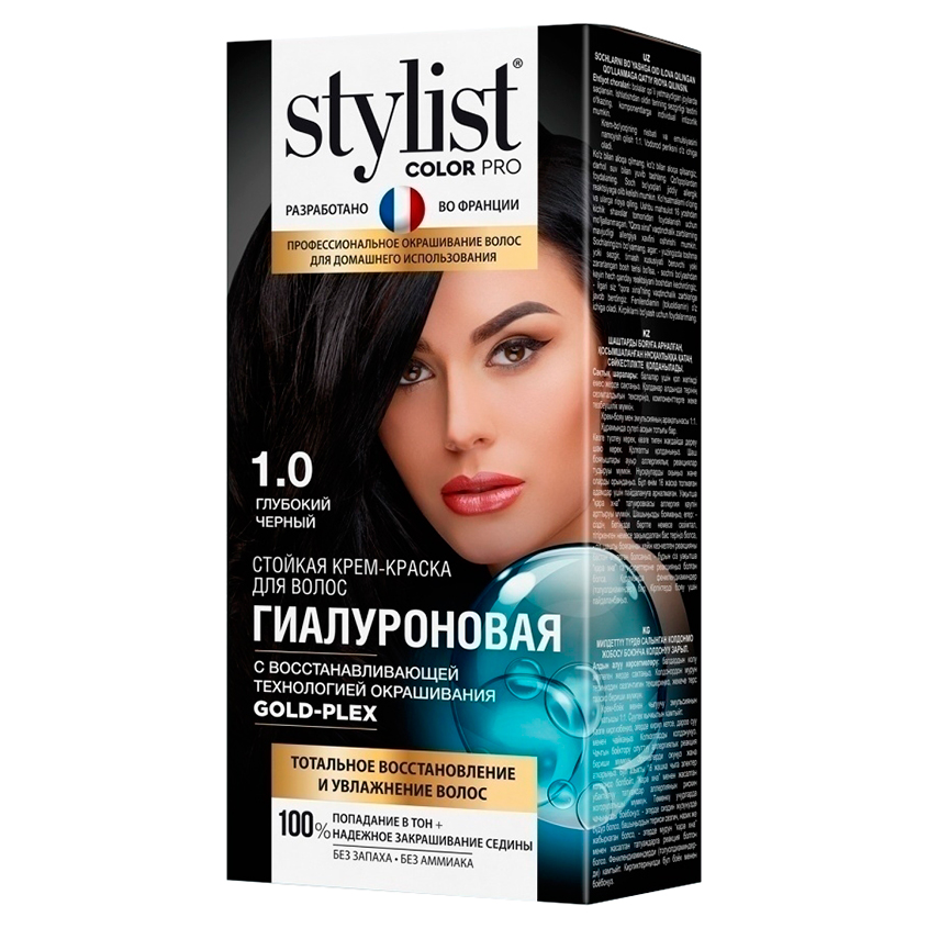 

Крем-краска для волос STYLIST COLOR PRO Тон 1.0 Глубокий черный гиалуроновая 115 мл