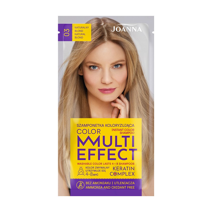 Оттеночный шампунь для волос JOANNA MULTI EFFECT COLOR тон 03 Натуральный блонд 35 г оттеночный шампунь для волос joanna multi effect color тон 01 песочный блонд 35 г