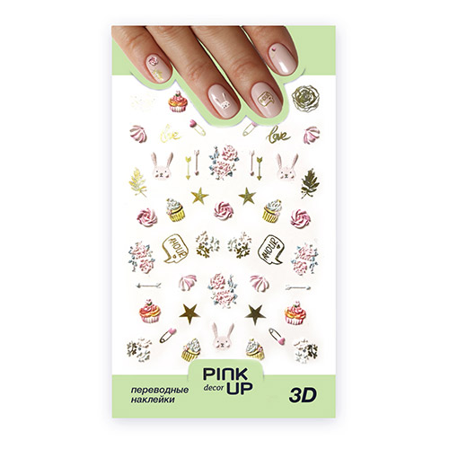 

Наклейки для ногтей PINK UP DECOR 3D переводные тон 690