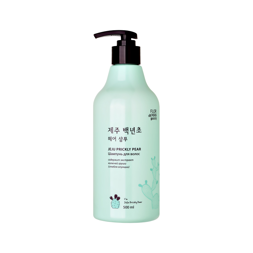 Шампунь для волос `FLOR DE MAN` JEJU PRICKLY PEAR увлажняющий с экстрактом колючей груши 500 мл