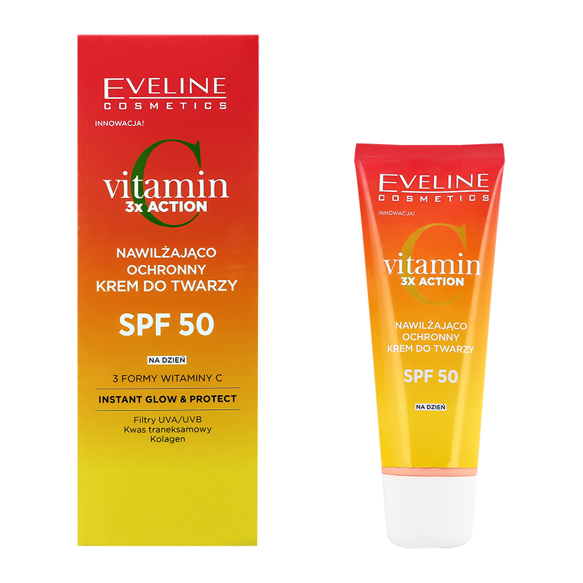 

Крем для лица EVELINE VITAMIN C увлажняющий защитный SPF-50 30 мл