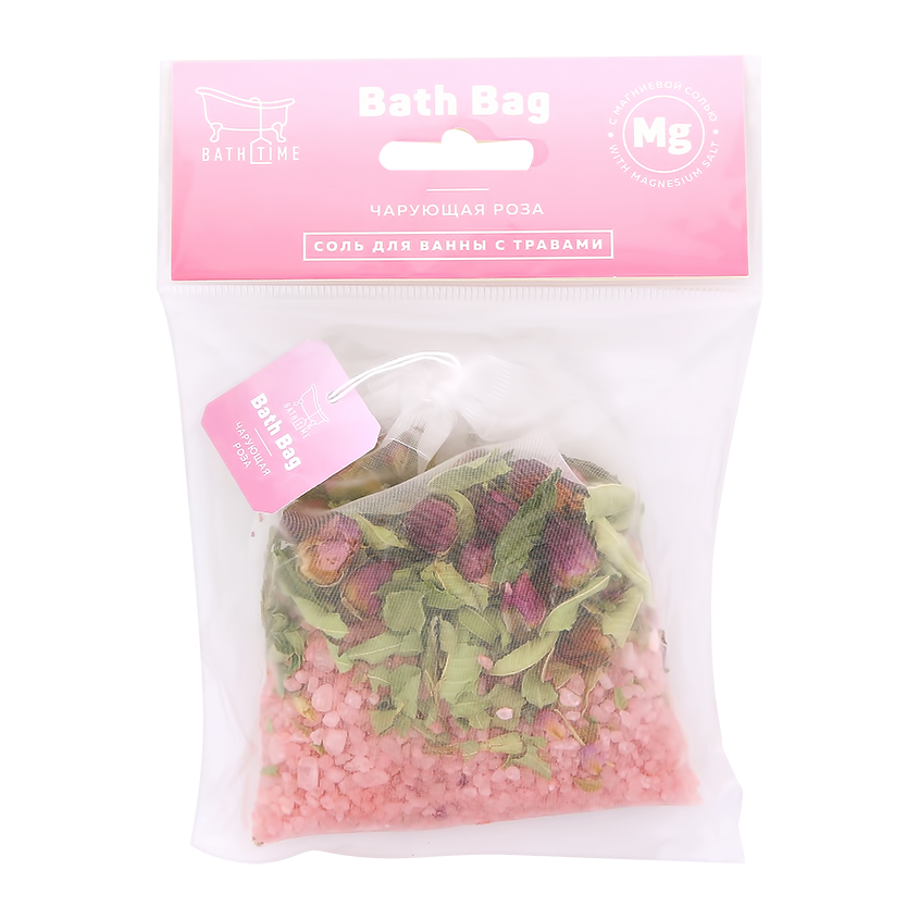 Соль для ванны BATH TIME BATH BAG с травами Чарующая роза 100 г бутоны китайской розы 10 мм 50 г