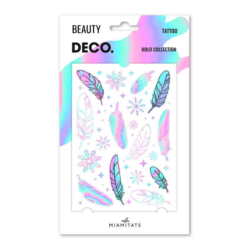 Татуировка для тела DECO. HOLOGRAPHIC by Miami tattoos переводная Feathers