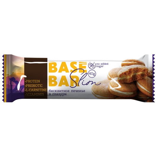 Батончик глазированный BASE BAR SLIM бисквит 40 г