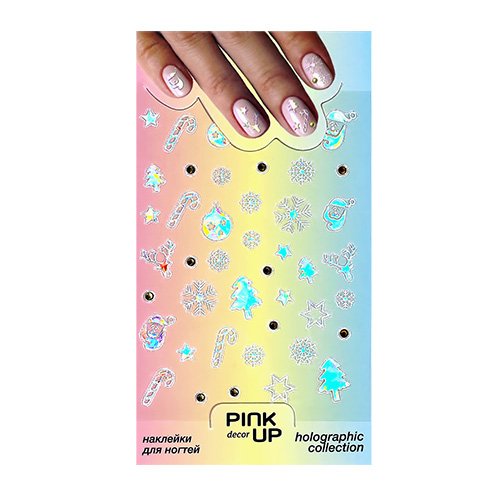 

Наклейки для ногтей PINK UP DECOR HOLOGRAPHY переводные тон 817