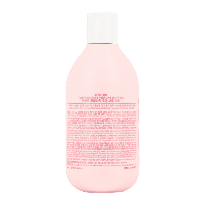 Шампунь для волос `TENZERO` с ароматом розы (парфюмированный) 300 мл
