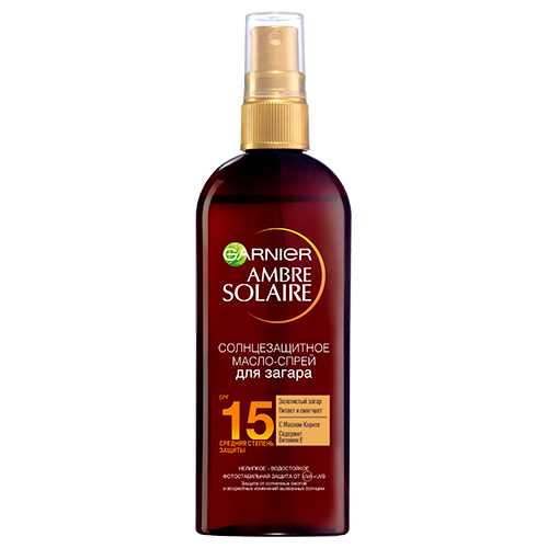 Солнцезащитное масло-спрей для загара `GARNIER` `AMBRE SOLAIRE` с маслом карите SPF-15 150 мл