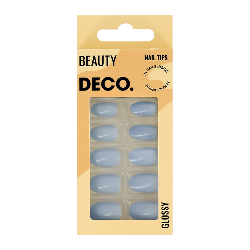 DECO. Набор накладных ногтей с клеевыми стикерами DECO. BEAUTY glossy blue chic 24 шт + клеевые стикеры 24 шт