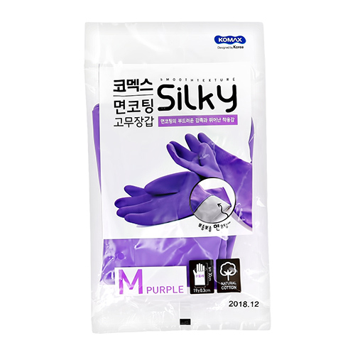 Перчатки хозяйственные KOMAX SILKY с хлопковым напылением с ароматом лаванды р-р M - фото 1